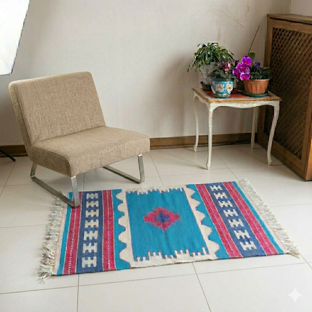 Serenad Mavi Antik Yün Kilim
